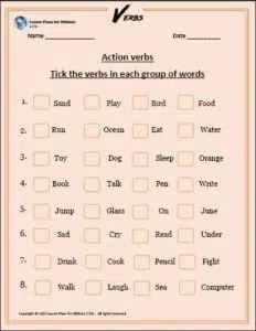 Action Verbs (Grammar Worksheets)​