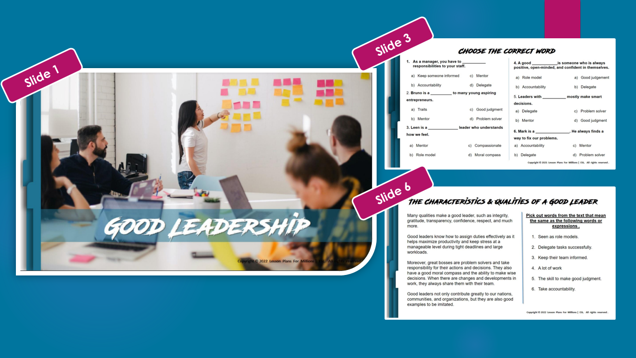 Business English lesson plan about Good Leadership and leaders