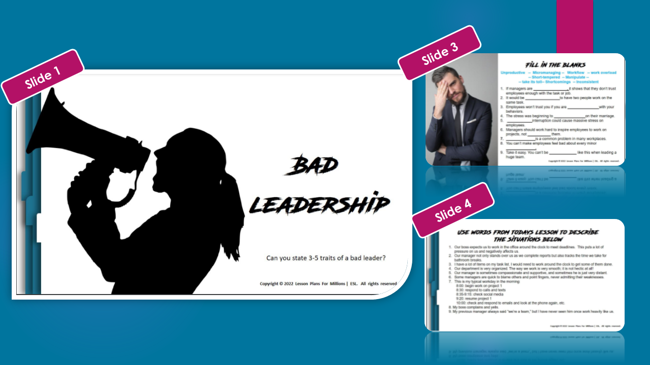 Business English lesson plan about Bad leadership and leaders