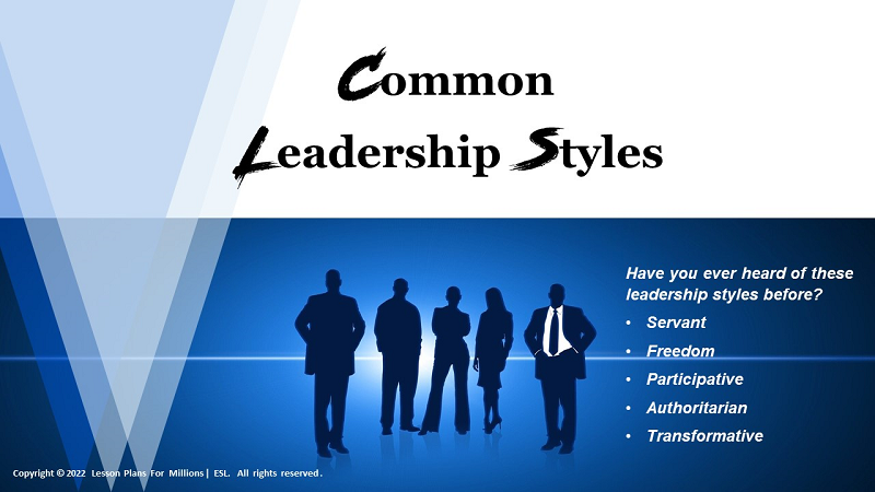 Business English lesson plan about common leadership style