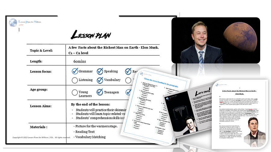 (Reading Lesson ) A few Facts about the Richest Man on Earth – Elon Musk